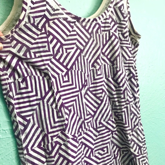 Abstract Geometric Patterned Tank, Plum Purple with Burnout White, Size L - Picture 3 of 4